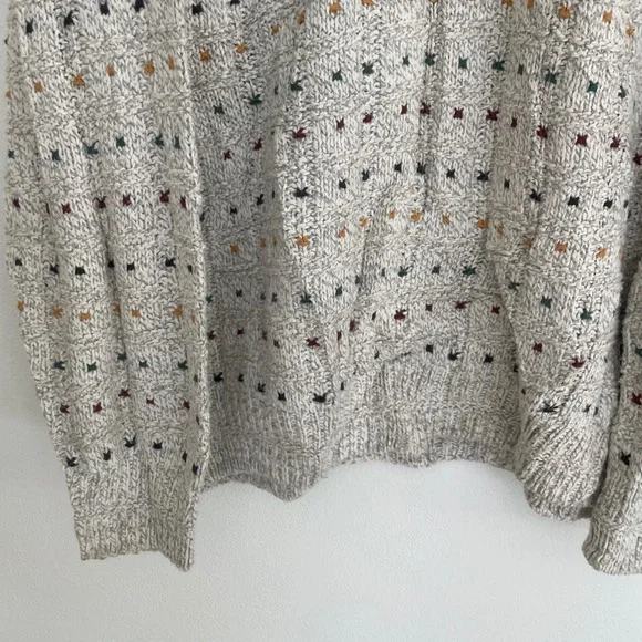 Vitage 1990's Grey Knit Sweater Large Great Lakes Chunky Knit Sweater Cottage - Picture 6 of 10